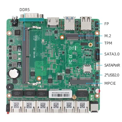 N100 Processor ITX Moederbord DDR5Nano ITX Moederbord 6LAN-poort Nano ITX Moederbord